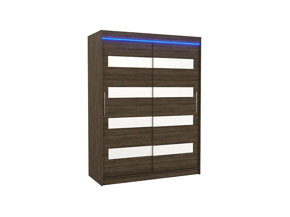 Armoire Martino (150 cm)/Portes coulissantes et LED/ Marron Blanc