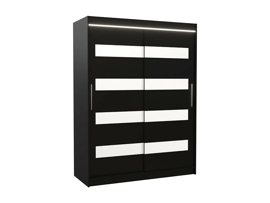 Armadio Martino (150cm)/Ante scorrevoli&LED/Nero Bianco