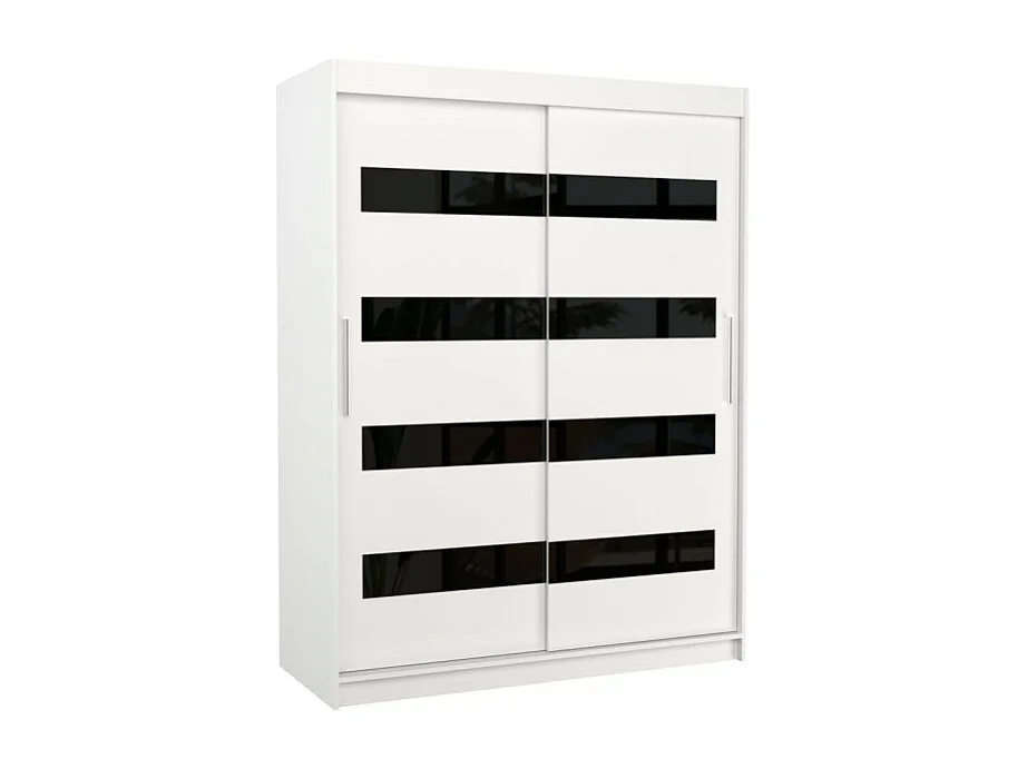 Kleiderschrank Martino (150cm)/Schiebetüren/Weiss Schwarz
