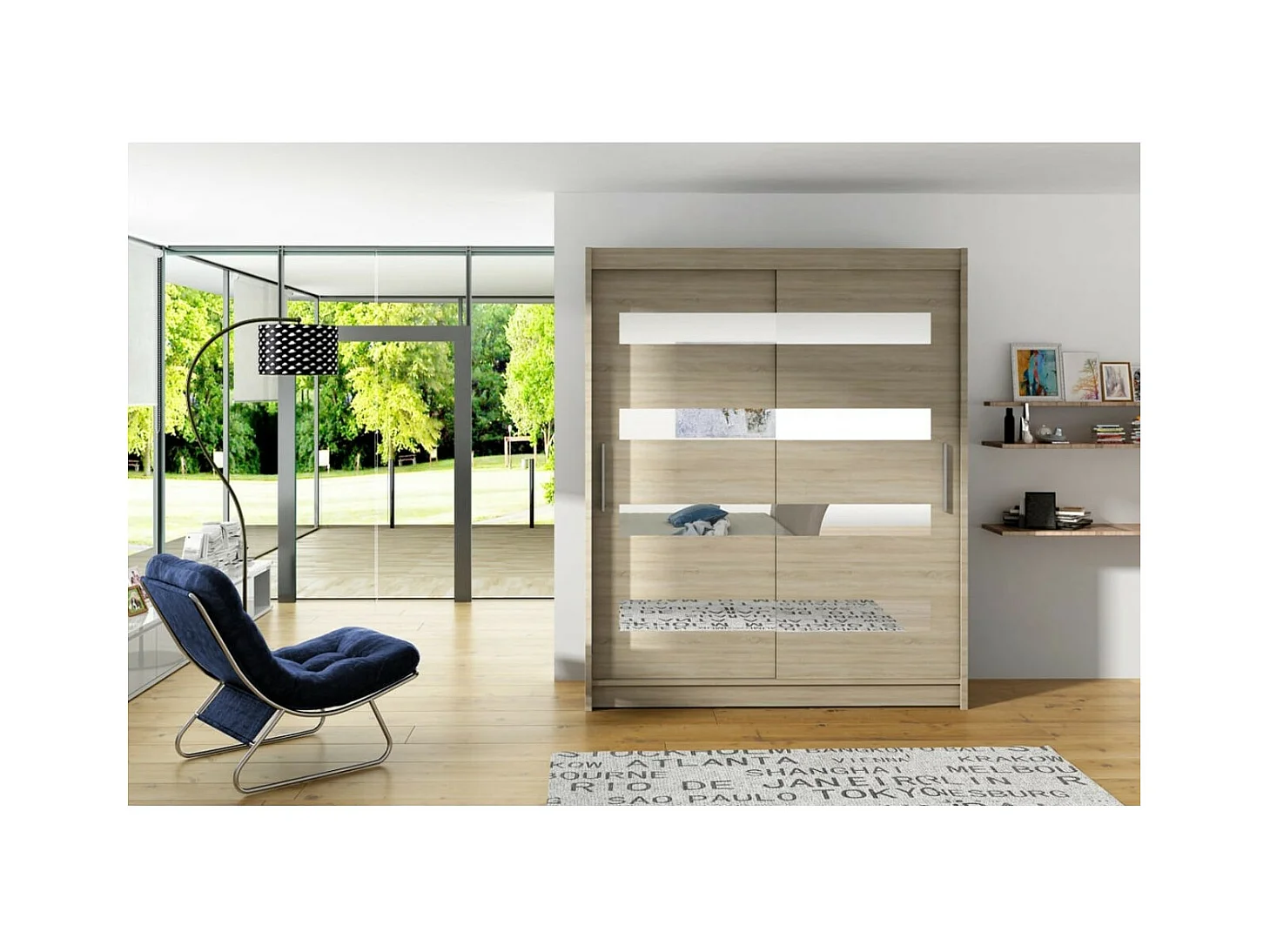 Armoire Baltex (150 cm)/Portes coulissantes/Miroir/Sonoma