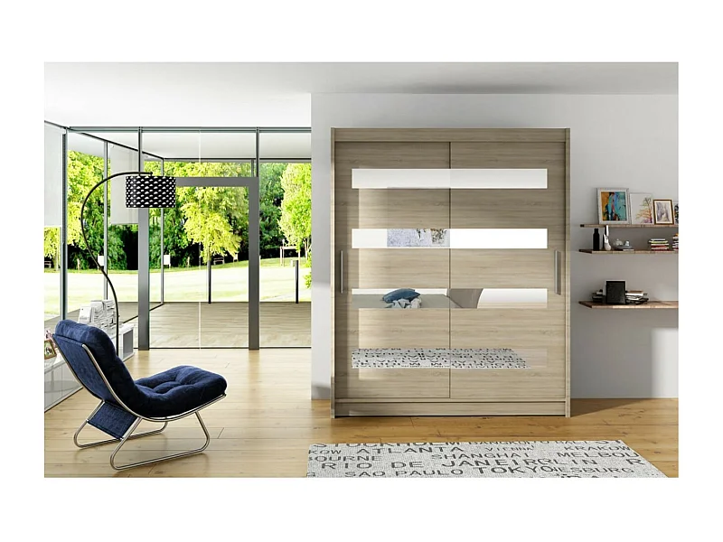 Armadio Baltex (150cm)/Ante scorrevoli/Specchio/Sonoma