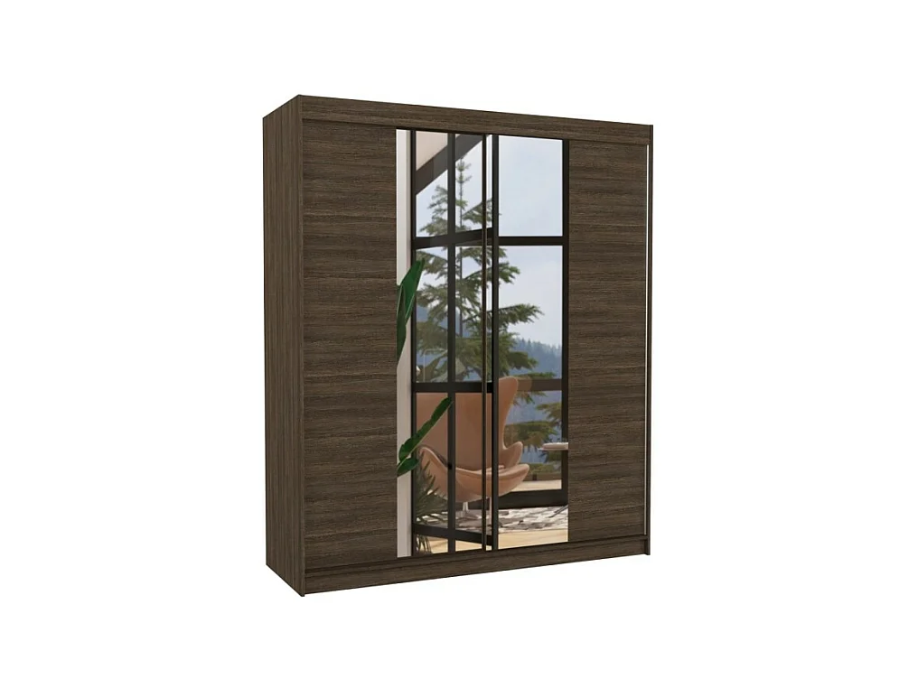 Armoire Blanca (180 cm)/Portes coulissantes Miroir/Marron