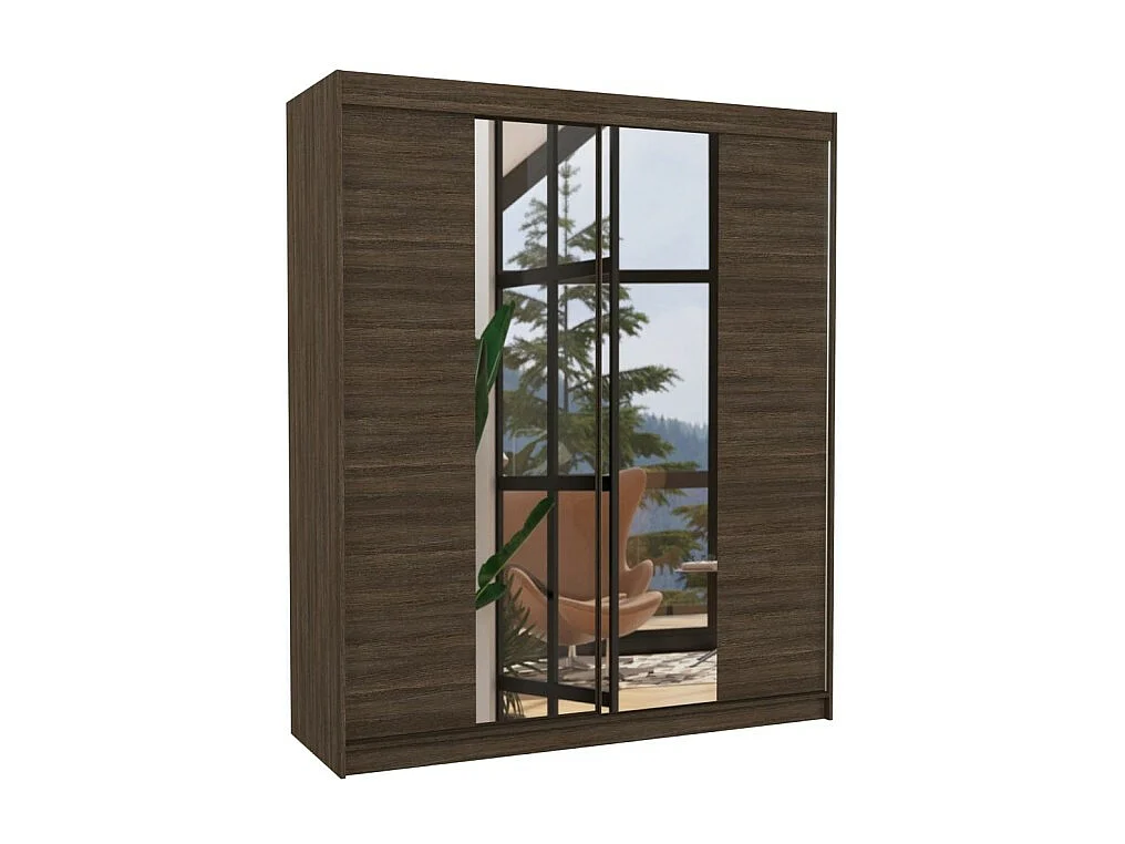 Kleiderschrank Blanca (180cm)/Schiebetüren&Spiegel/Braun