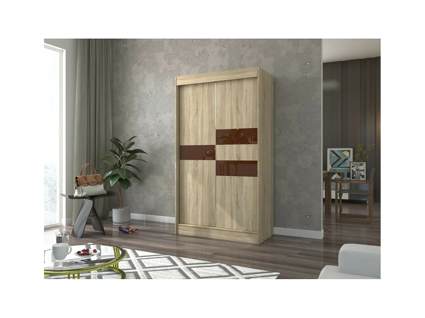 Armoire Tatia (120cm)/Portes coulissantes/Sonoma