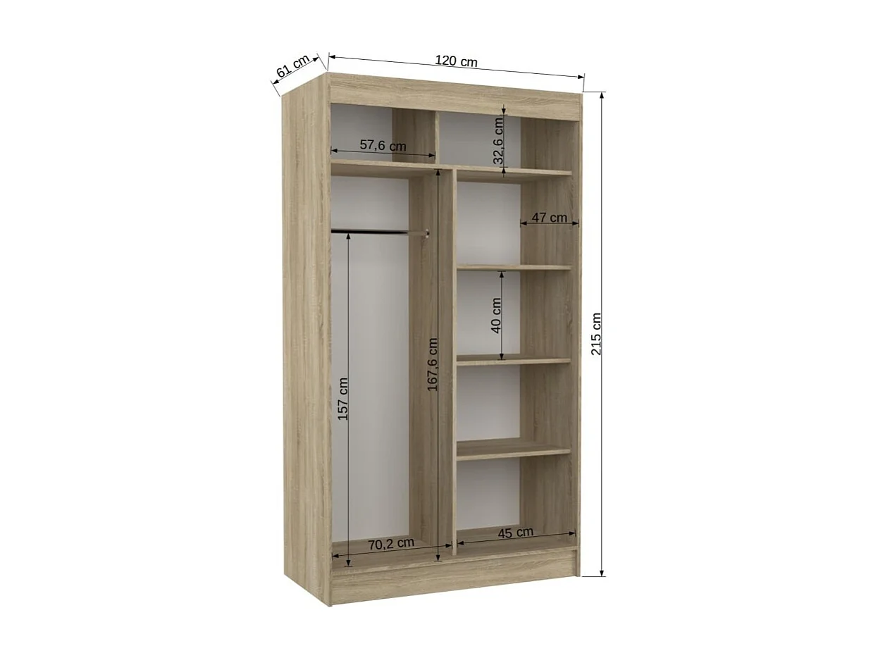 Armoire Tatia (120cm)/Portes coulissantes/Sonoma