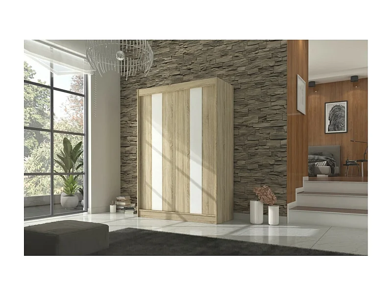 Armadio Karin (150cm)/Ante scorrevoli/Bianco Sonoma