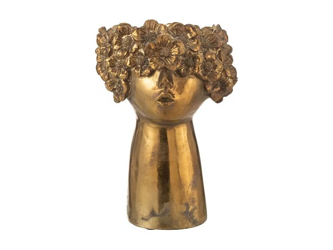 Macetero cara en polirresina dorado 18*16.5*27.5 cm