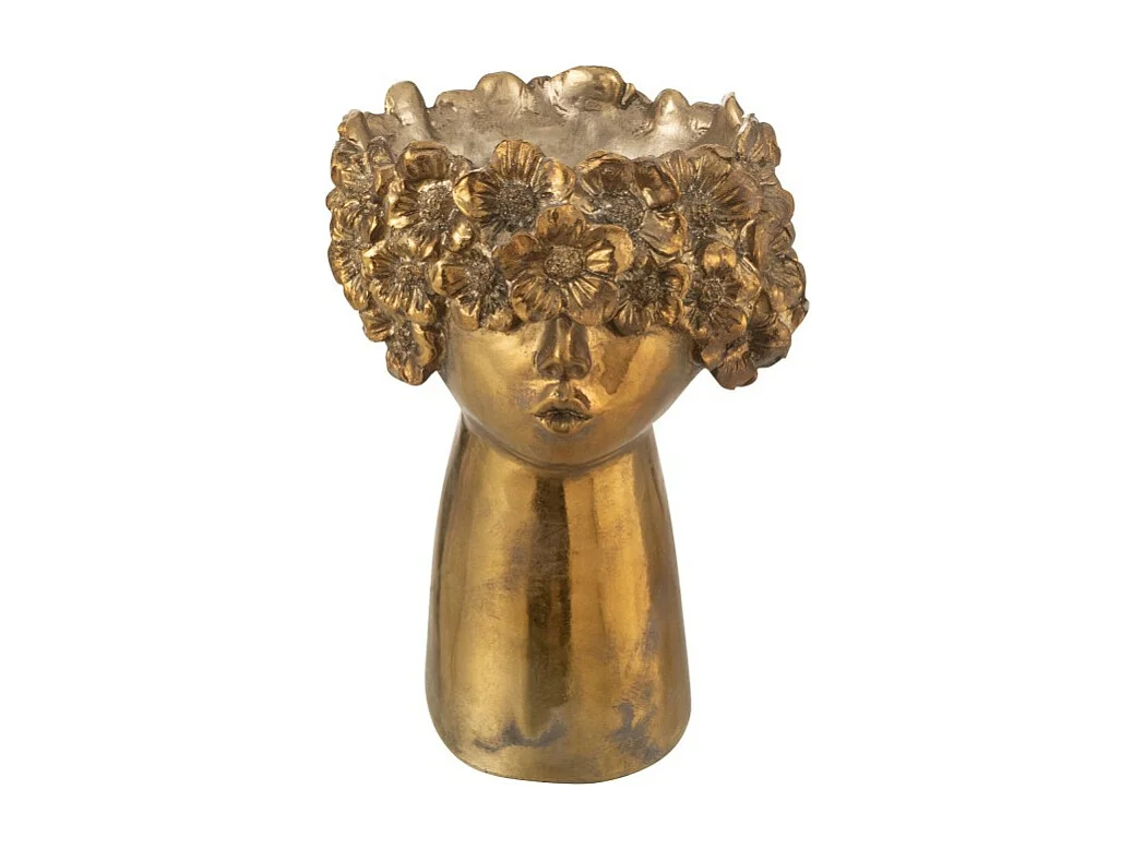 Macetero cara en polirresina dorado 18*16.5*27.5 cm