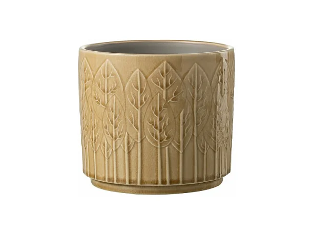 Macetero de cerámica beige de 17x17x15 cm