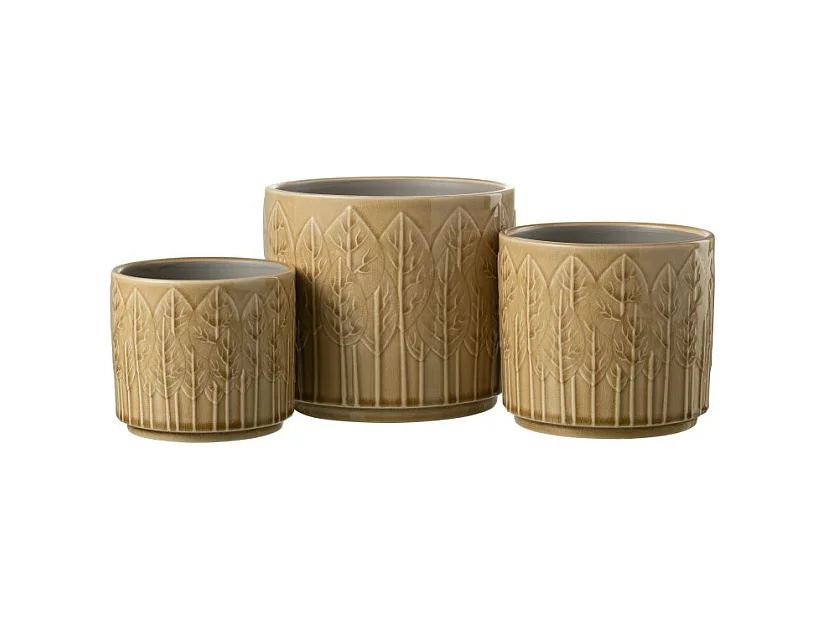 Macetero de cerámica beige de 17x17x15 cm