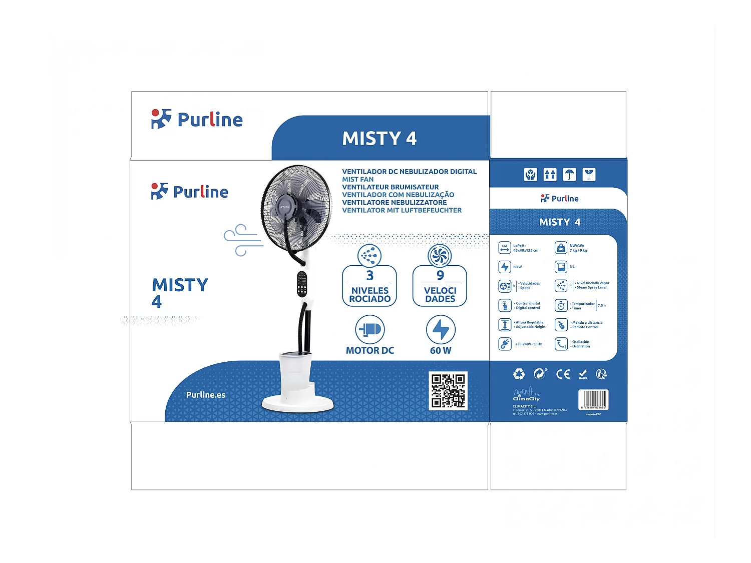 Ventilador Nebulizador DC digital y tanque de 3 L
