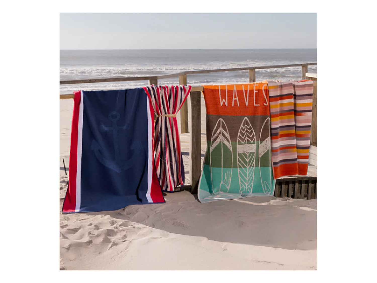 Drap de plage coton velours 100x180 cm collection RIVAGE bleu
