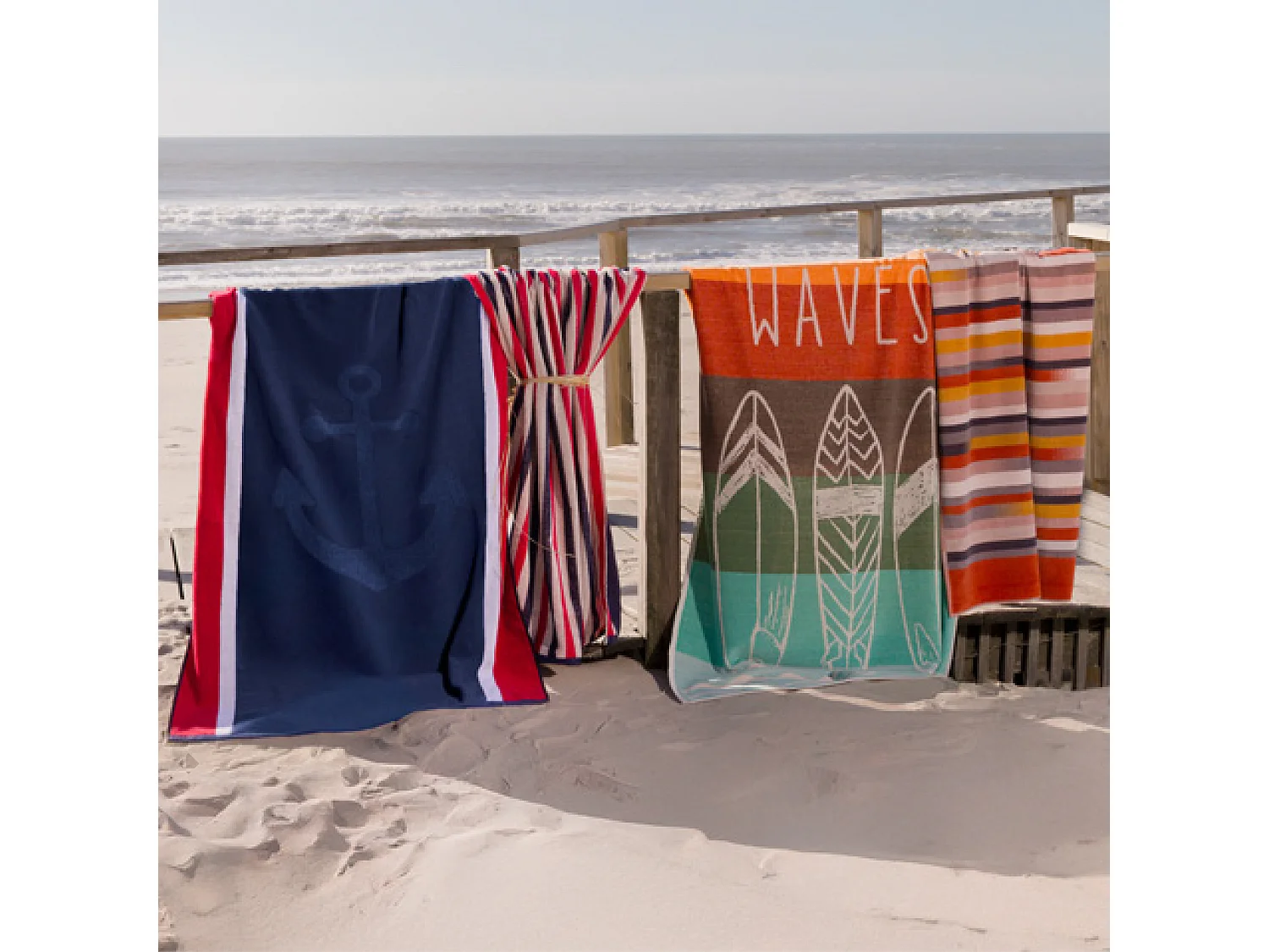 Drap de plage coton velours 100x180 cm collection RIVAGE bleu