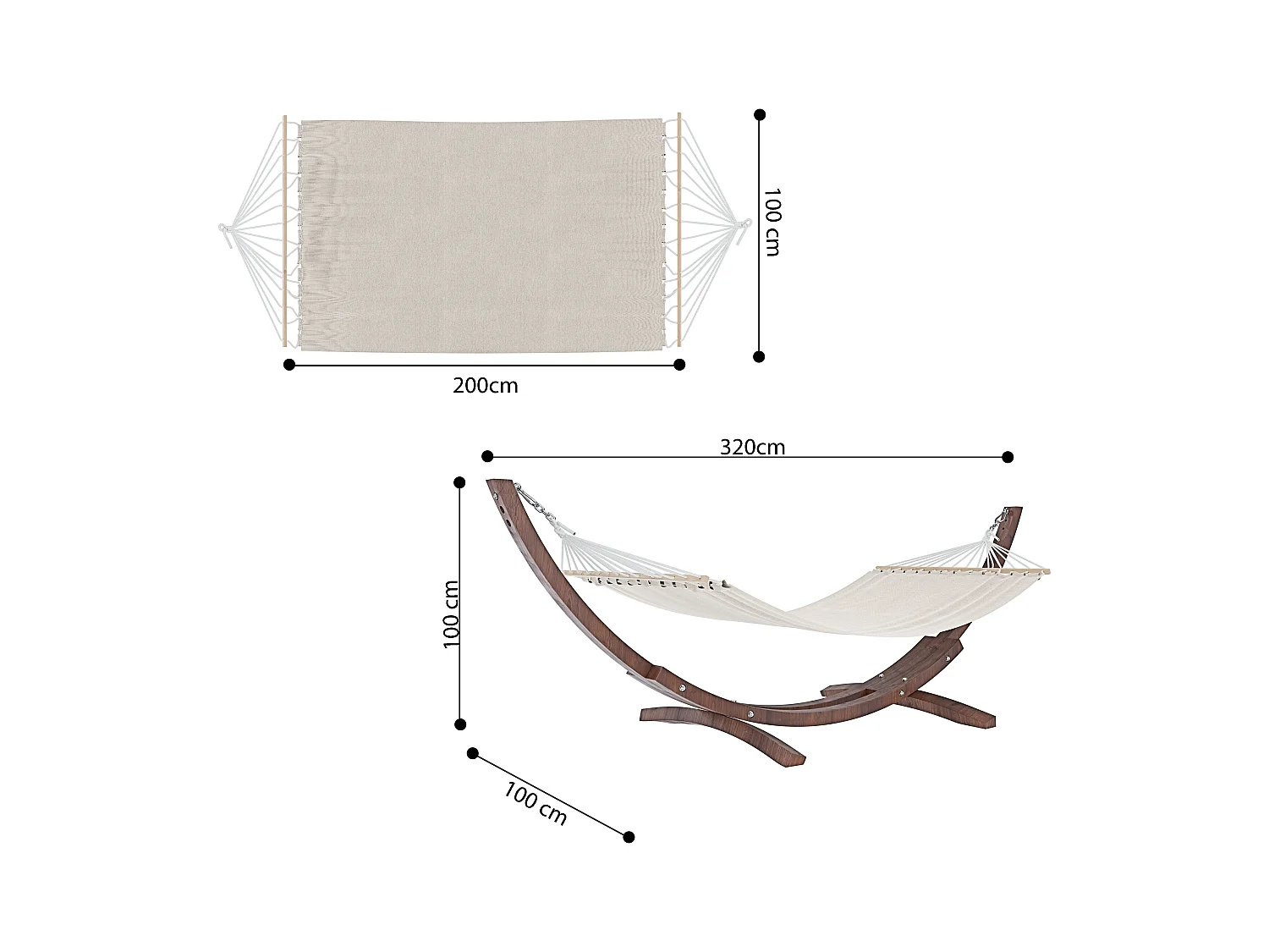 Amaca Da Giardino Con Supporto In Legno Robusto E Telo In Cotone Resistente Portata Max 150 Kg Ideale Per Esterno Terrazzo Balcone Piscina 320 x 100 x 100 Cm Beige