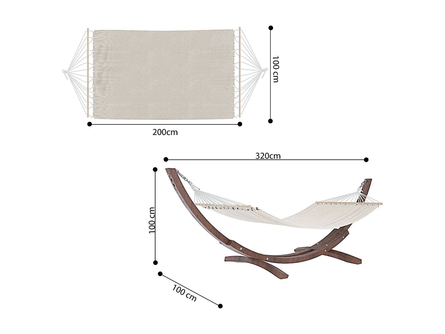 Amaca Da Giardino Con Supporto In Legno Robusto E Telo In Cotone Resistente Portata Max 150 Kg Ideale Per Esterno Terrazzo Balcone Piscina 320 x 100 x 100 Cm Beige