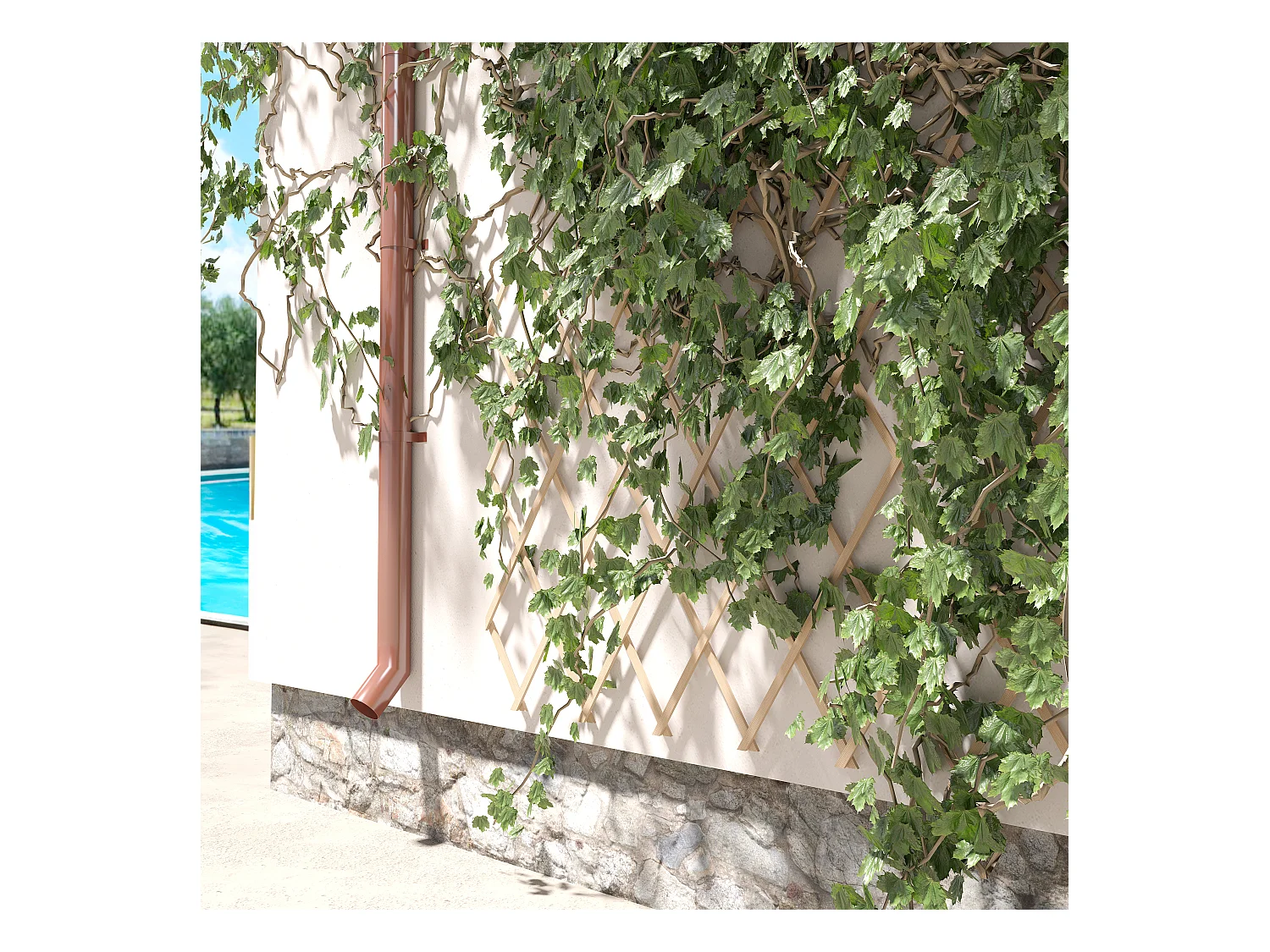 Traliccio Estensibile 100 x 200 Cm Grigliato Reticolato In Legno Naturale Sostegno A Muro Fiori Piante Rampicanti Balcone Giardino Terrazzo Esterno