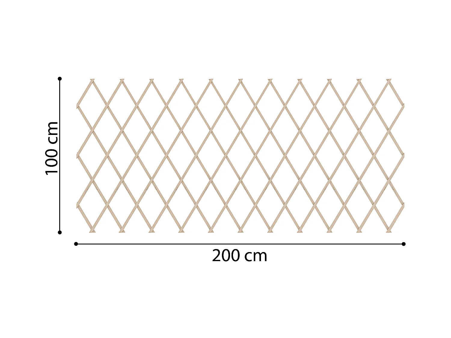 Traliccio Estensibile 100 x 200 Cm Grigliato Reticolato In Legno Naturale Sostegno A Muro Fiori Piante Rampicanti Balcone Giardino Terrazzo Esterno