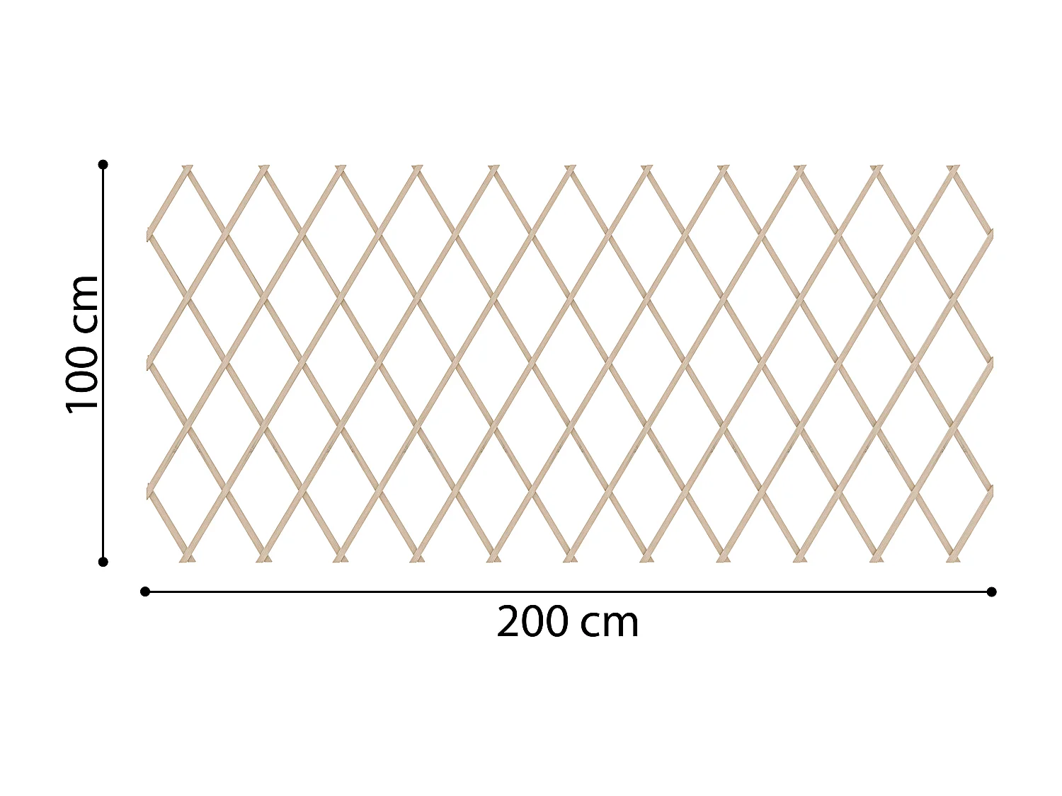Traliccio Estensibile 100 x 200 Cm Grigliato Reticolato In Legno Naturale Sostegno A Muro Fiori Piante Rampicanti Balcone Giardino Terrazzo Esterno