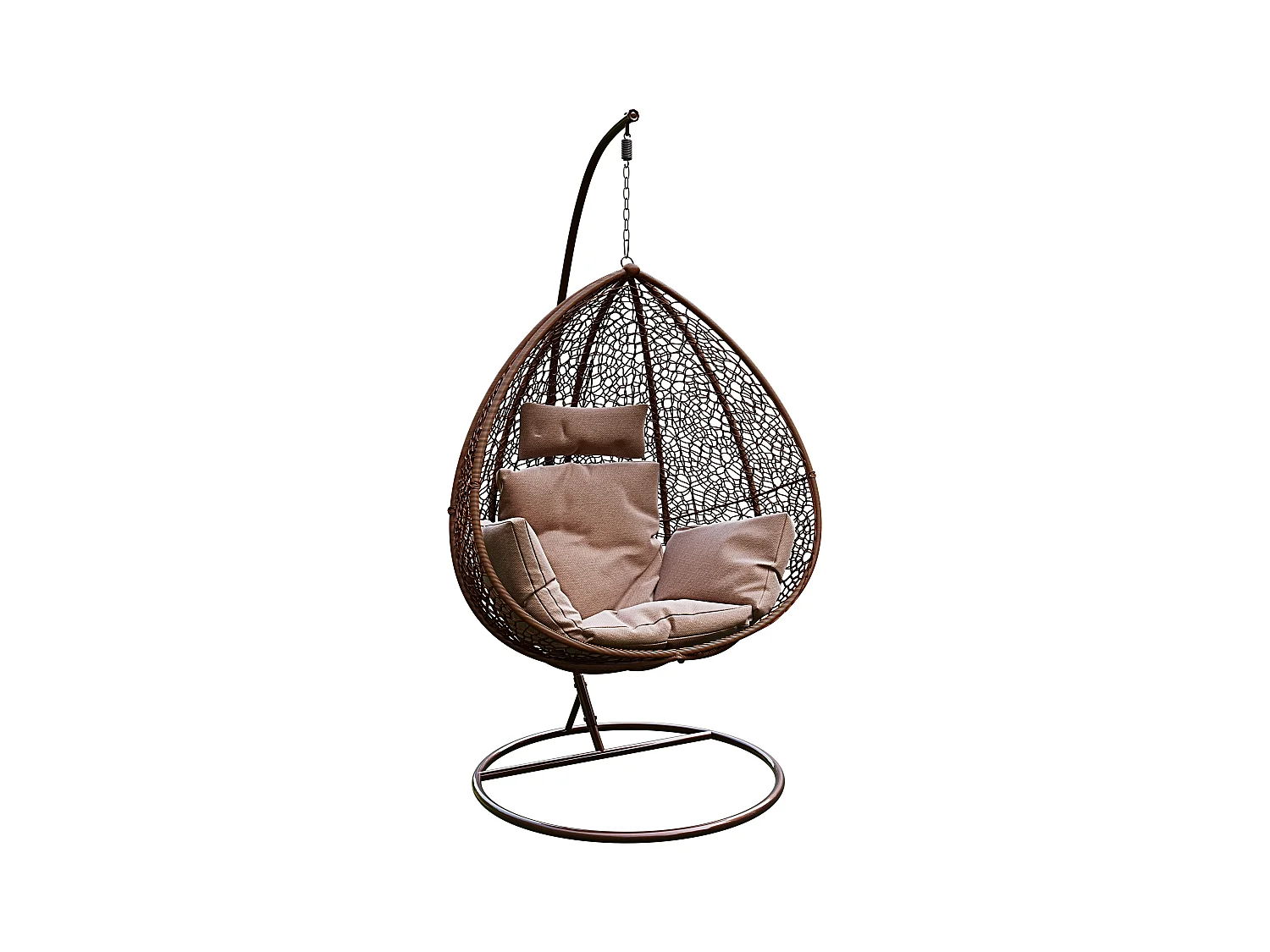 Sedia A Dondolo Poltrona Sospesa Pensile In Poly Rattan marrone Design Ovetto Per Interno Esterno Giardino Terrazzo Autoportante