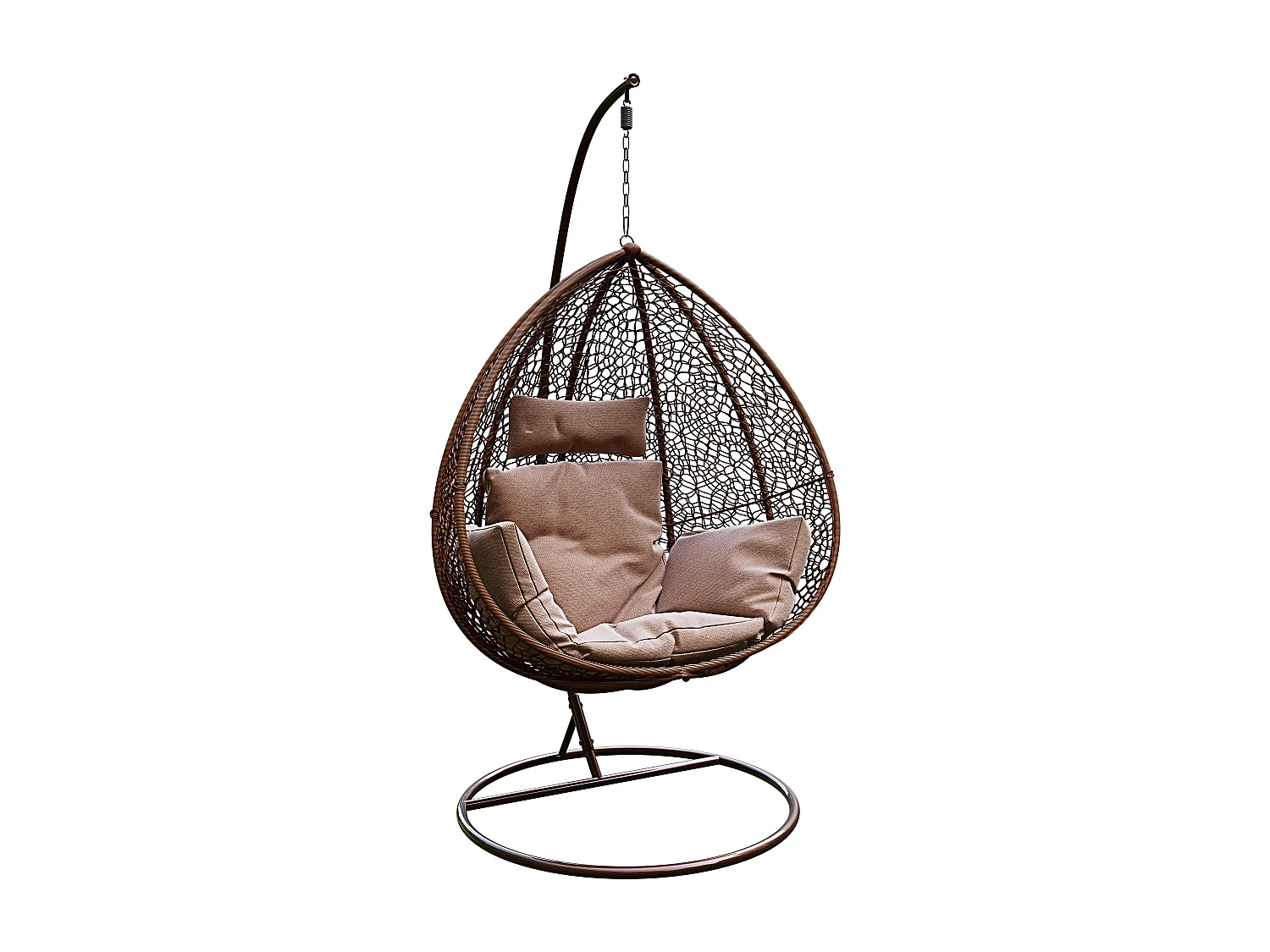 Sedia A Dondolo Poltrona Sospesa Pensile In Poly Rattan Ovetto Interno Esterno Giardino Autoportante Struttura In Acciaio Cuscini Sfoderabili Portata 130 Kg Marrone