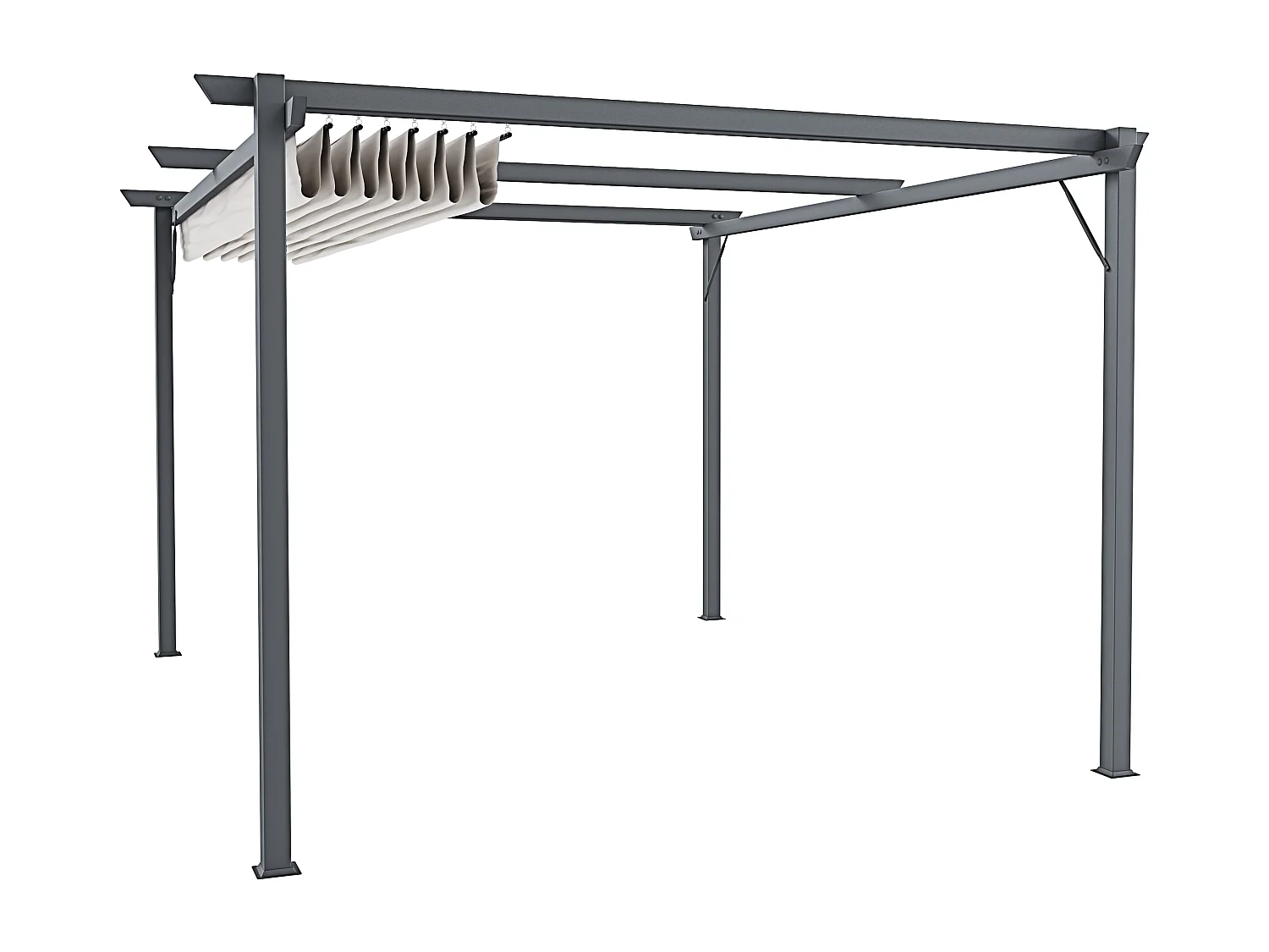 Gazebo Pergola 3x4 M Pergolato Telo Impermeabile Retrattile Struttura In Acciaio Giardino Terrazzo Piscina Esterno Fiere Campeggio Design Beige