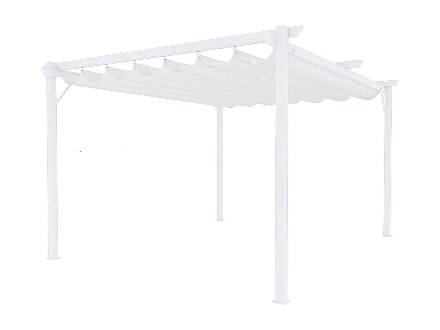 Gazebo Pergola 3x3 M Pergolato Con Telo Bianco Impermeabile Retrattile Richiudibile Struttura In Acciaio Per Giardino Terrazzo Piscina Esterno Fiere
