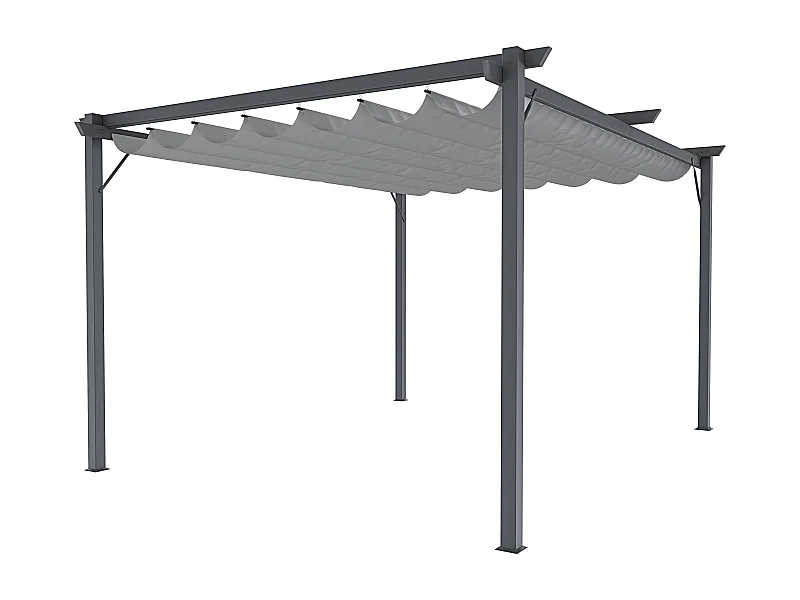 Gazebo Pergola 3x4 M Pergolato Con Telo Grigio Impermeabile Retrattile Richiudibile Struttura In Acciaio Per Giardino Terrazzo Piscina Esterno Fiere