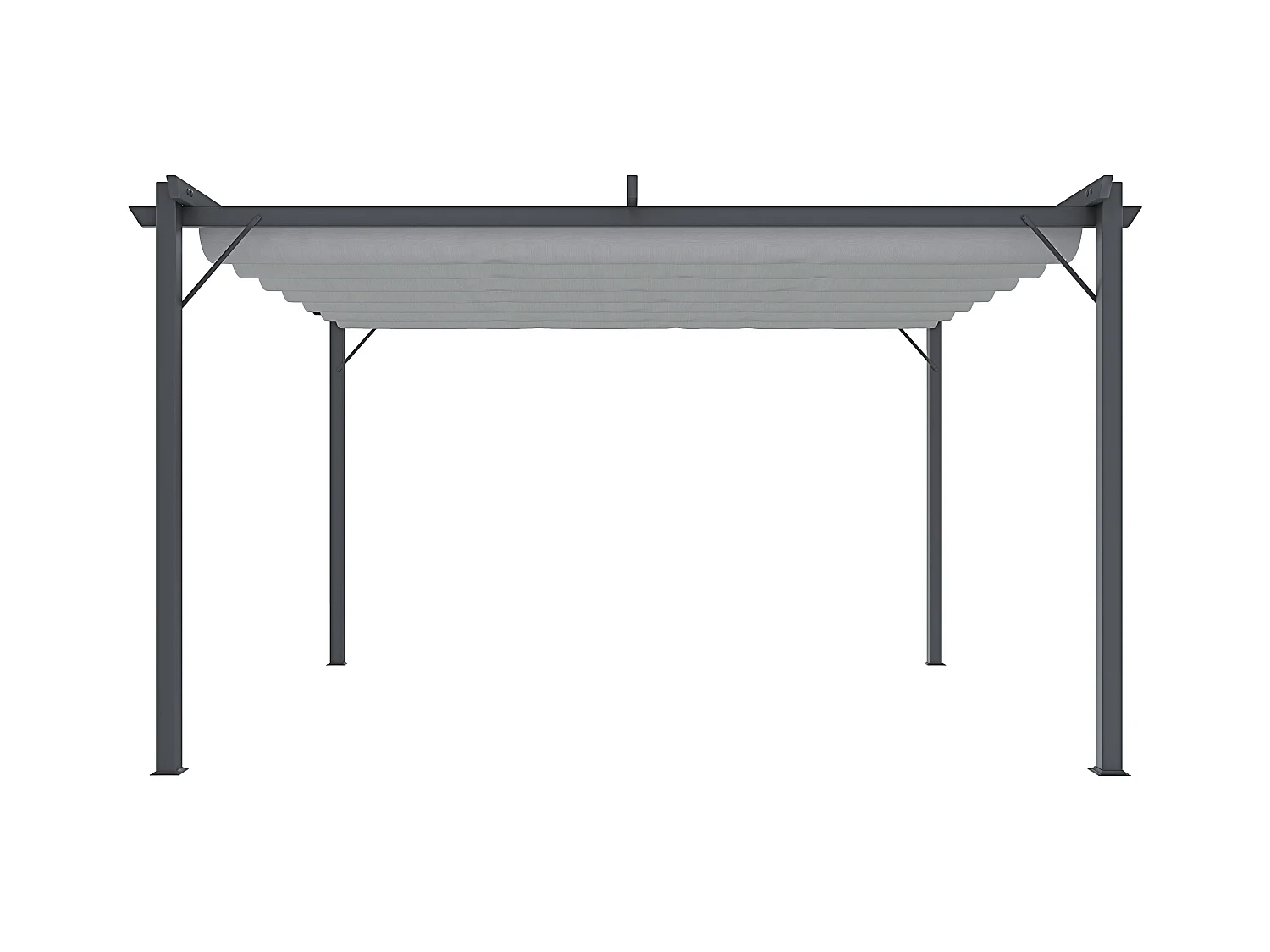 Gazebo Pergola 3x4 M Pergolato Con Telo Grigio Impermeabile Retrattile Richiudibile Struttura In Acciaio Per Giardino Terrazzo Piscina Esterno Fiere