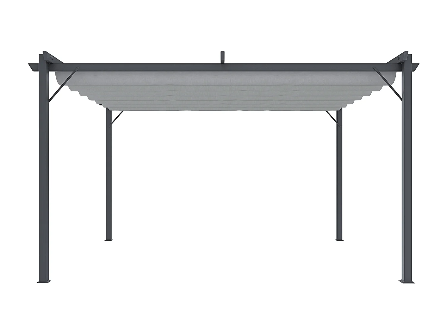 Gazebo Pergola 3x4 M Pergolato Con Telo Grigio Impermeabile Retrattile Richiudibile Struttura In Acciaio Per Giardino Terrazzo Piscina Esterno Fiere