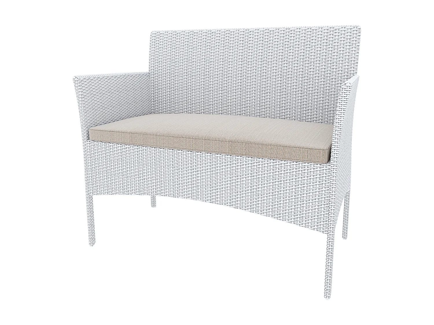 Set Di Mobili da Giardino Salotto Salottino in Rattan 4 Posti con Tavolino Ripiano In Vetro 2 Poltrone Divano 2 Posti Giardino Esterno Piscina Bianco