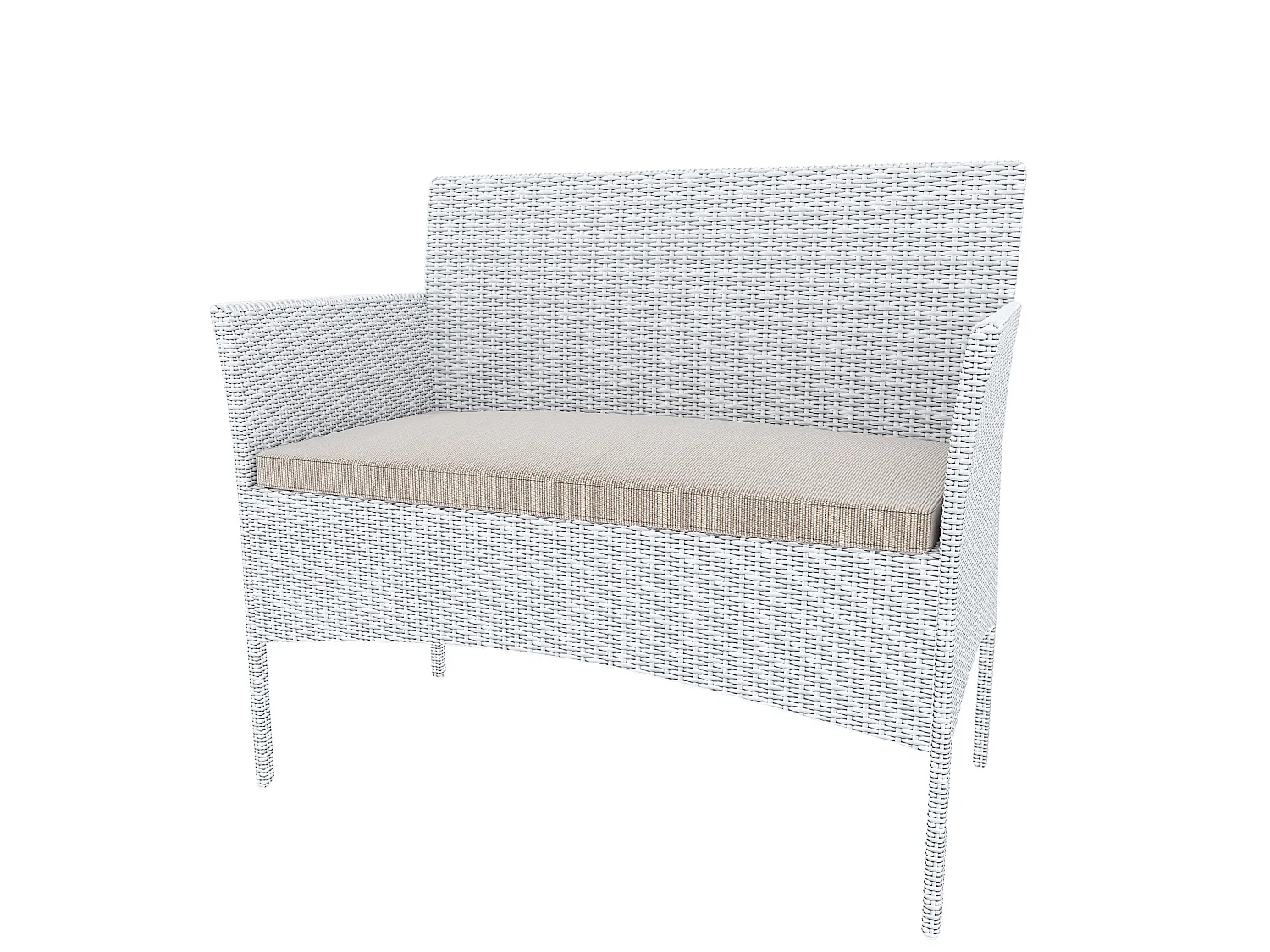 Set Di Mobili da Giardino Salotto Salottino in Rattan 4 Posti con Tavolino Ripiano In Vetro 2 Poltrone Divano 2 Posti Giardino Esterno Piscina Bianco