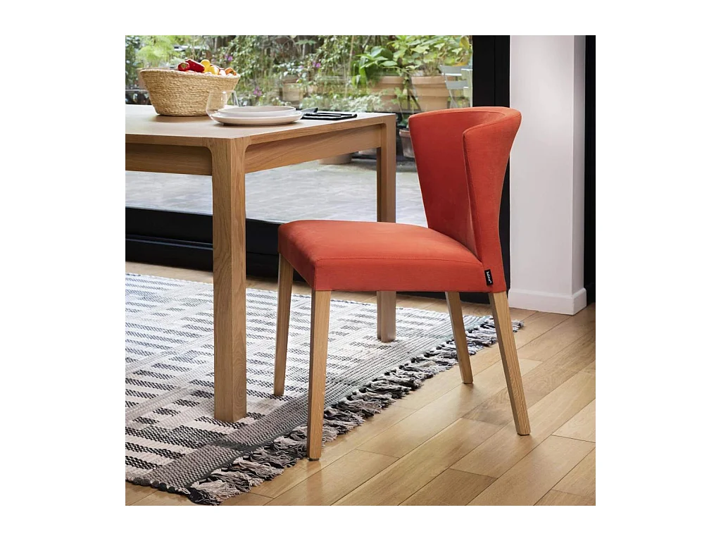 Habitat - Lot de 2 chaises en tissu - Orange - Pieds chêne - Valentina