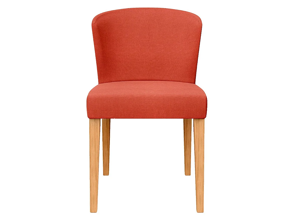 Habitat - Lot de 2 chaises en tissu et chêne massif - Orange - Valentina