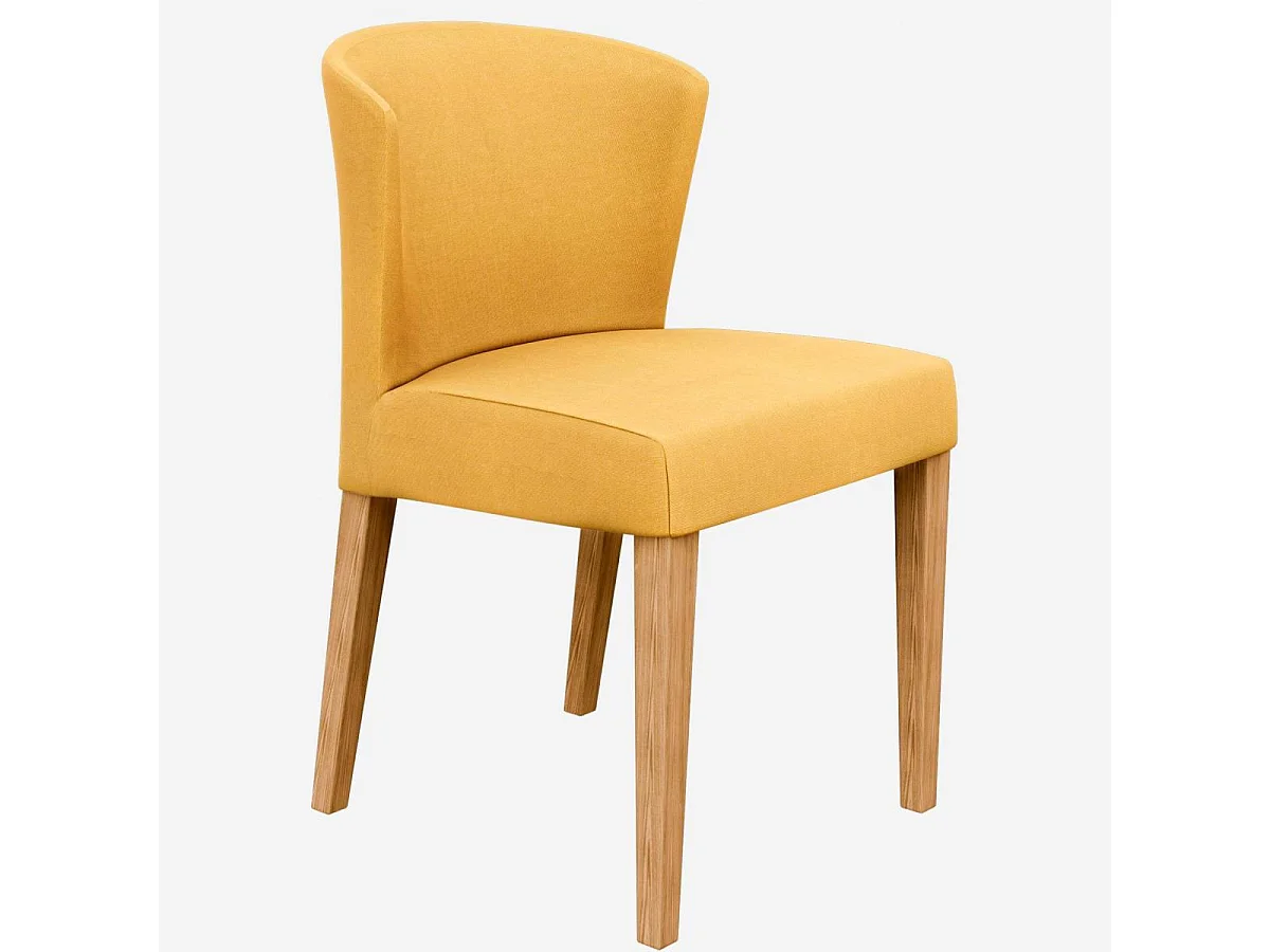 Habitat - Lot de 2 chaises en tissu - Jaune - Pieds chêne - Valentina