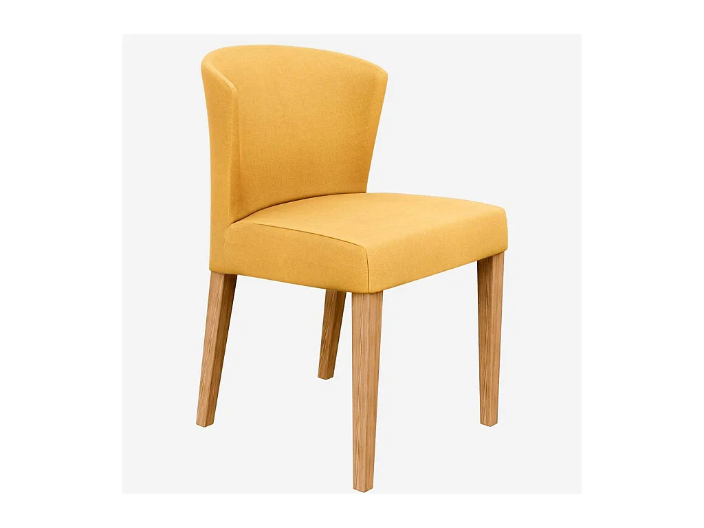 Habitat - Lot de 2 chaises en tissu - Jaune - Pieds chêne - Valentina