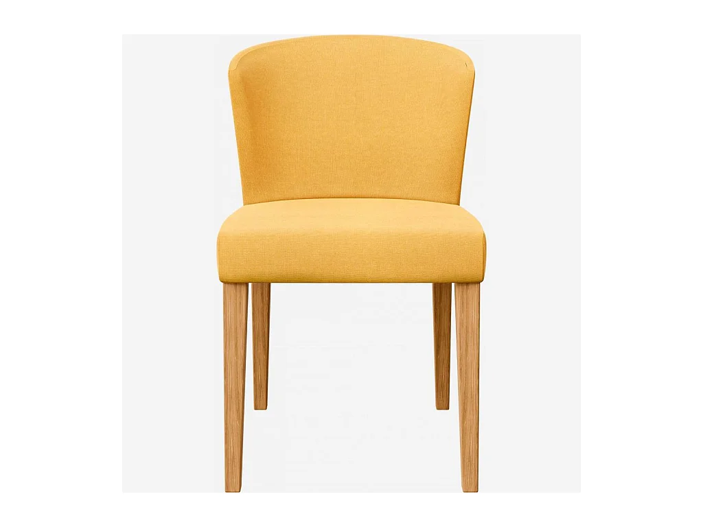 Habitat - Lot de 2 chaises en tissu - Jaune - Pieds chêne - Valentina