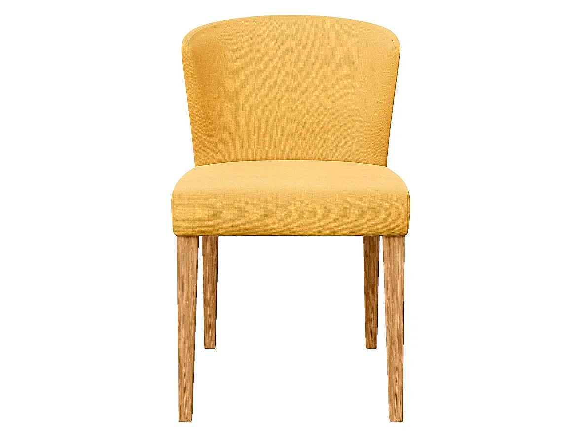 Habitat - Lot de 2 chaises en tissu et chêne massif - Jaune - Valentina