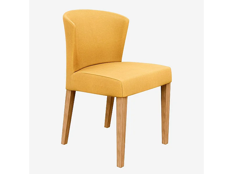Habitat - Lot de 2 chaises en tissu - Jaune - Pieds chêne - Valentina