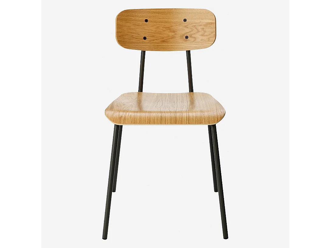 Chaise en chêne et pieds en acier laqué - Anthracite