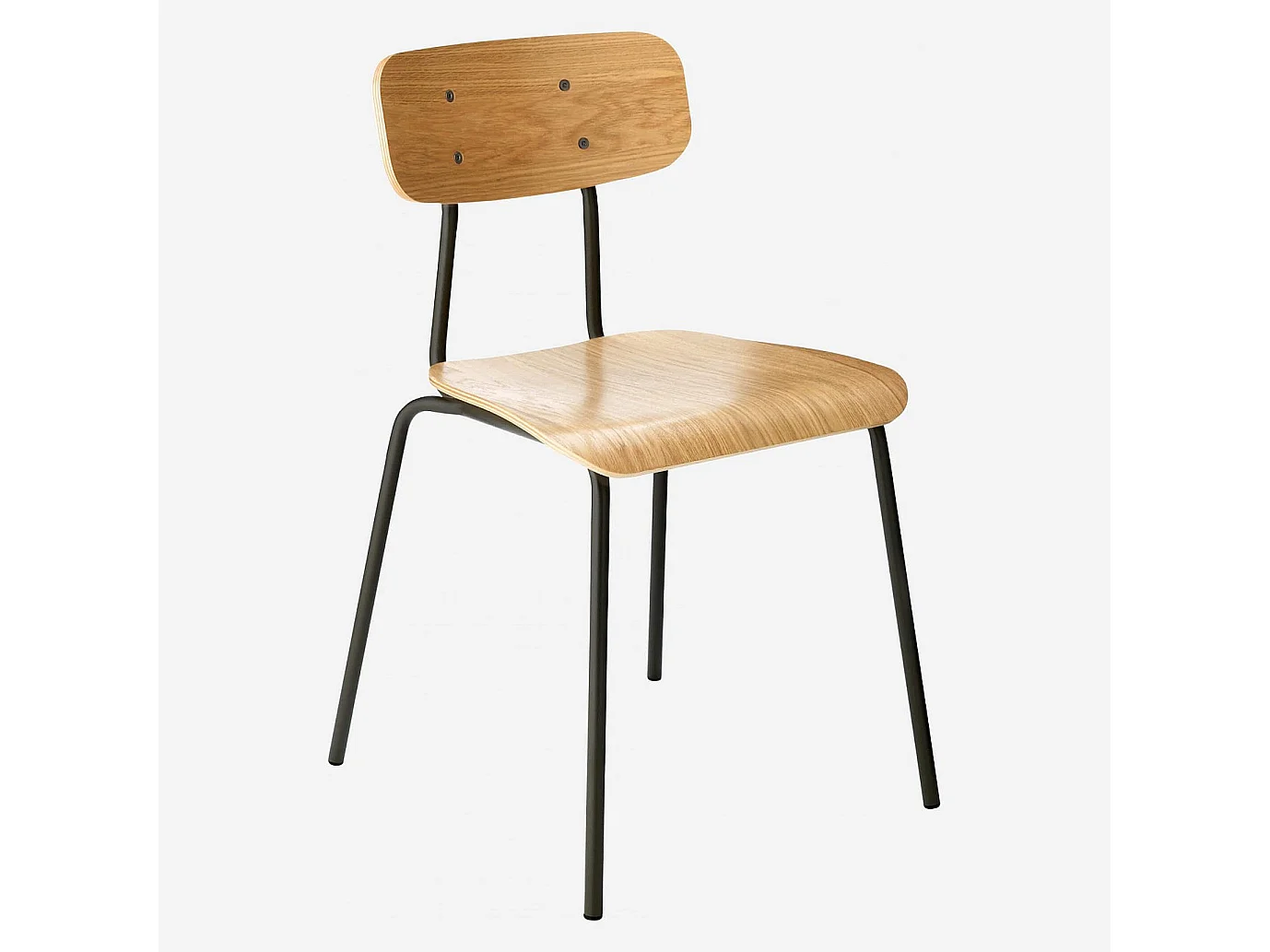 Chaise en chêne et pieds en acier laqué - Anthracite