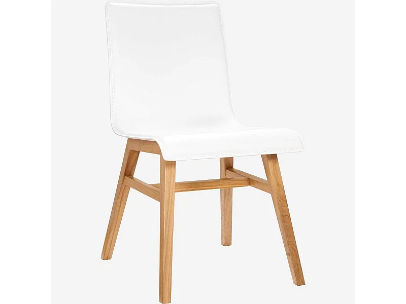 Habitat - Chaise en cuir blanc et pieds en chêne - Ply III