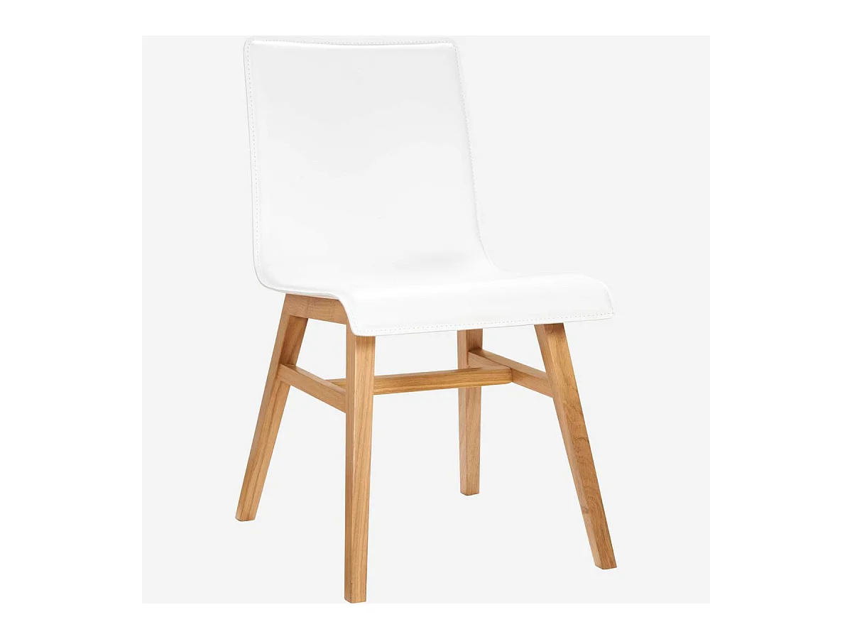 Habitat - Chaise en cuir blanc et pieds en chêne - Ply III