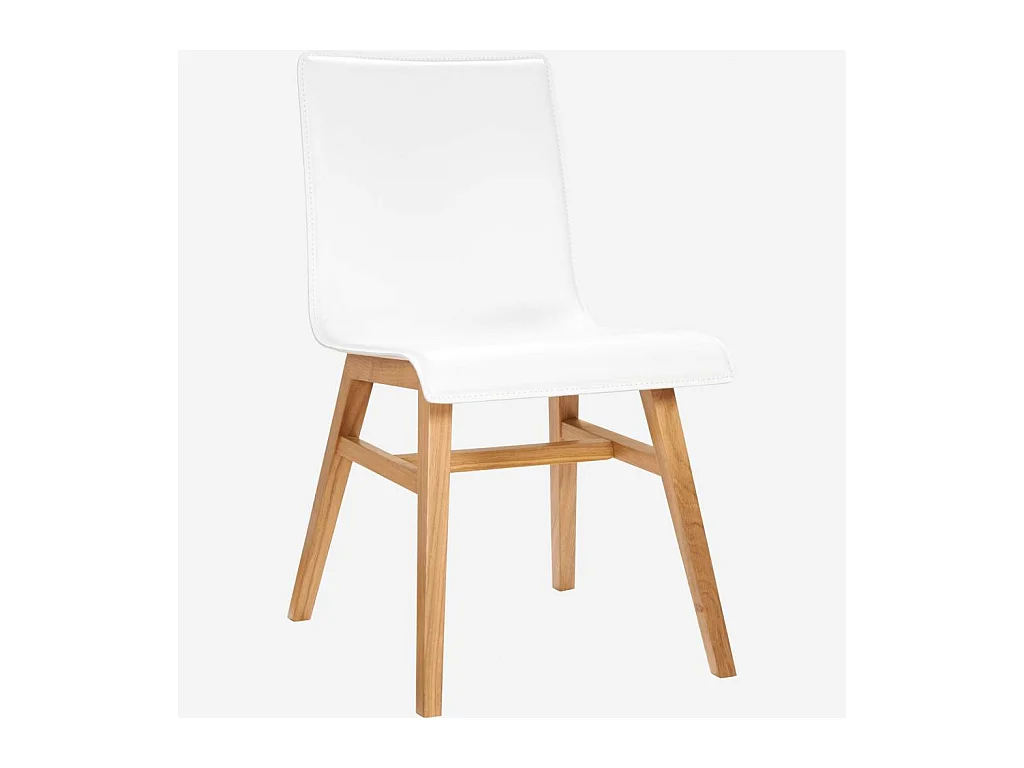 Habitat - Chaise en cuir blanc et pieds en chêne - Ply III