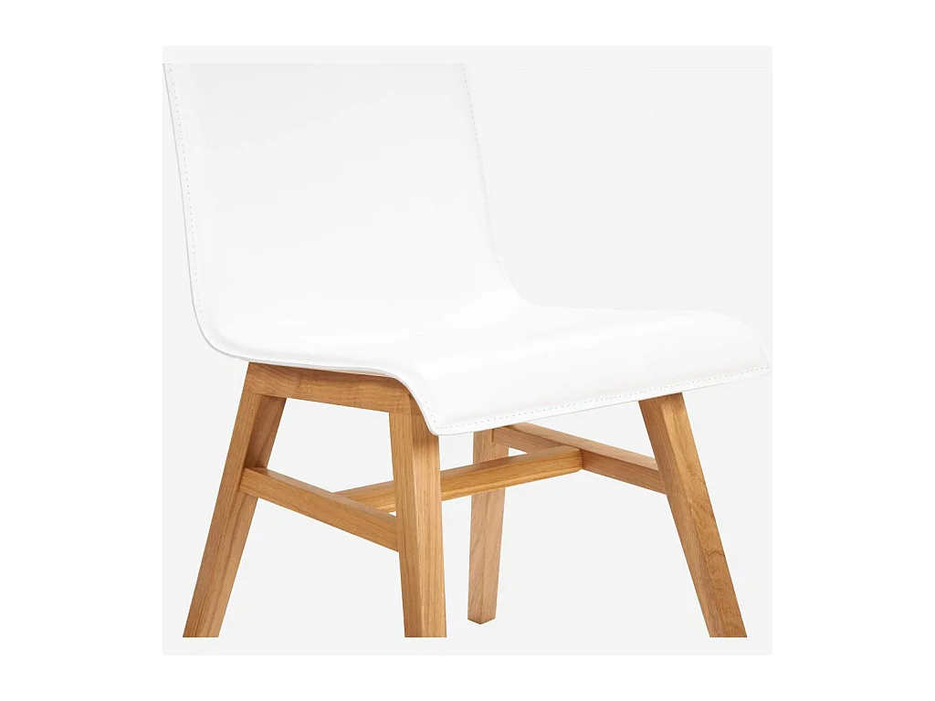 Habitat - Chaise en cuir blanc et pieds en chêne - Ply III