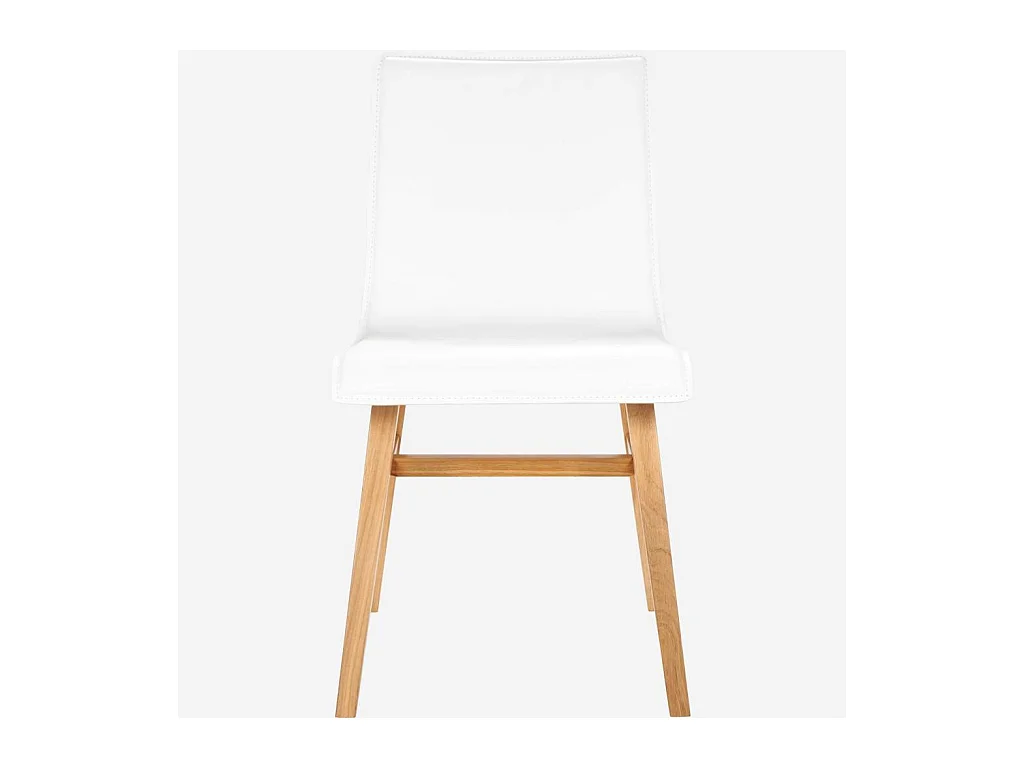 Habitat - Chaise en cuir blanc et pieds en chêne - Ply III