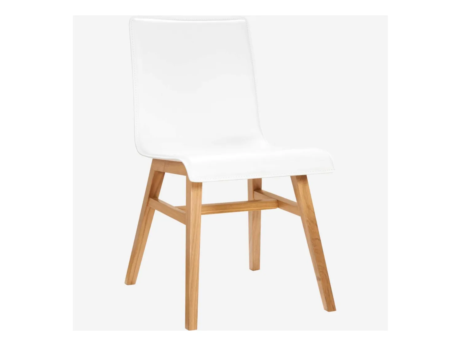 Habitat - Chaise en cuir blanc et pieds en chêne - Ply III
