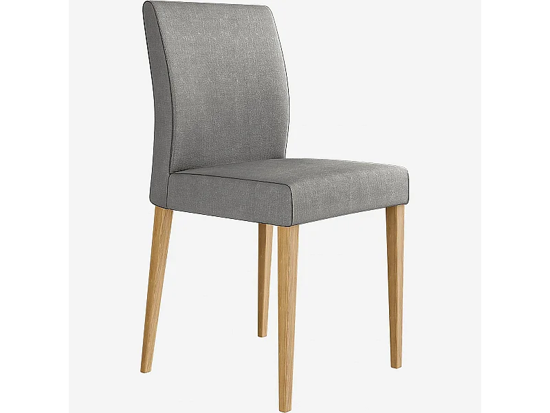 Habitat - Chaise en tissu et pieds en frêne - Gris (Lot de 2) - Eleonora