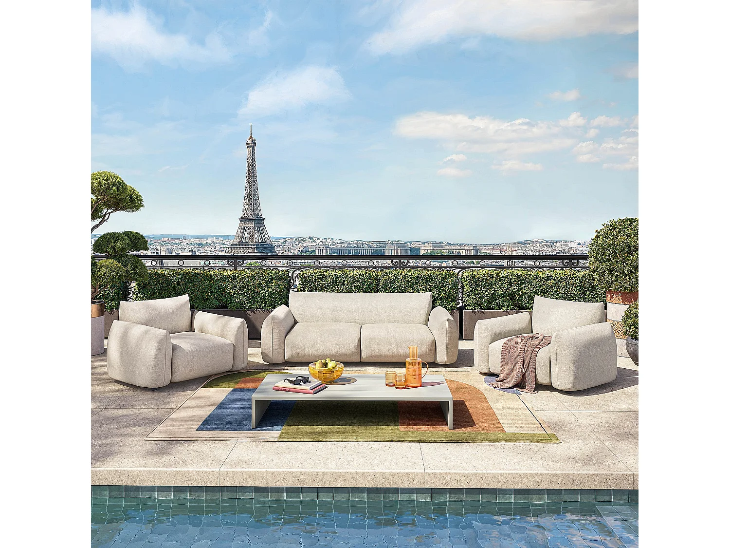 Habitat - Fauteuil de jardin en tissu imperméable - Crème - Icapui