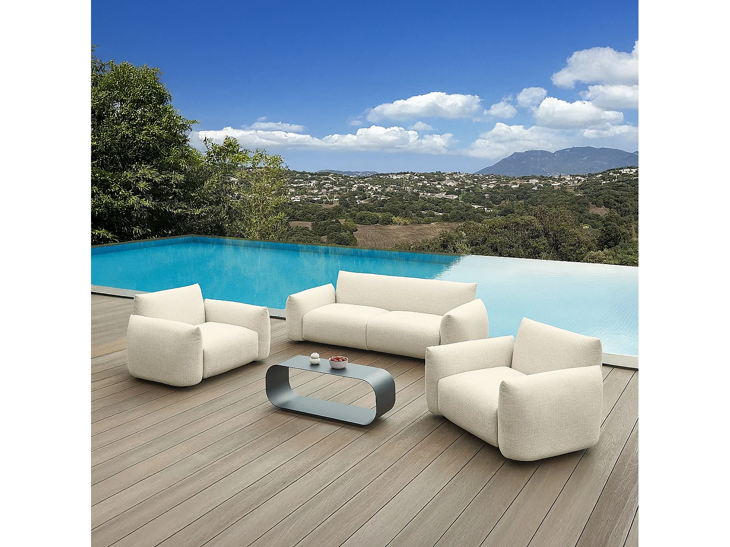 Fauteuil de jardin en tissu déperlant - Crème