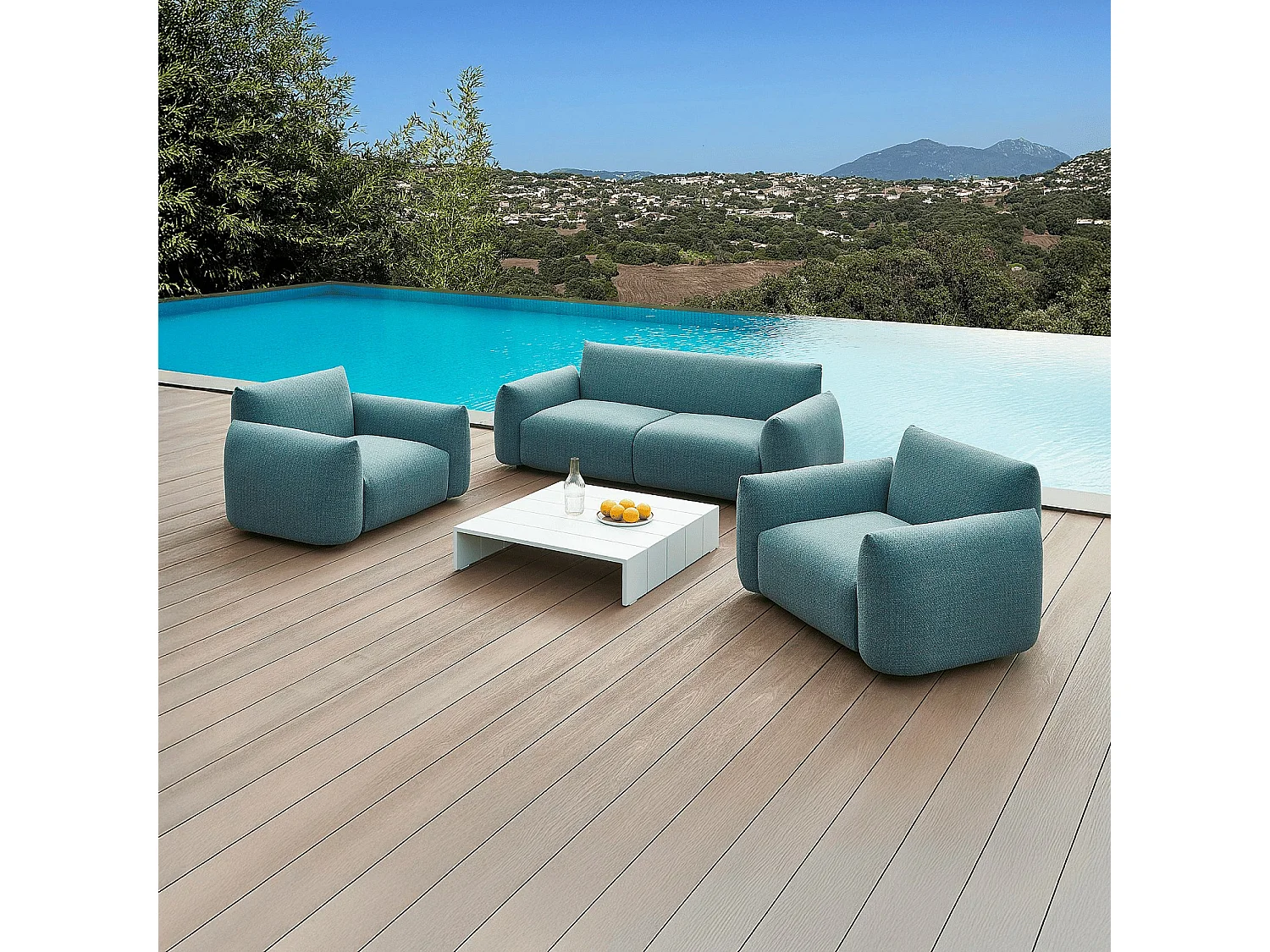 Habitat - Fauteuil de jardin en tissu imperméable - Bleu canard - Icapui